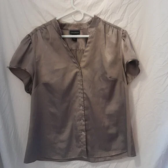 Vintage Y2k 2006 Lane Bryant Plus Size 18/20 Women's Metallic Tan Blouse - Picture 1 of 6